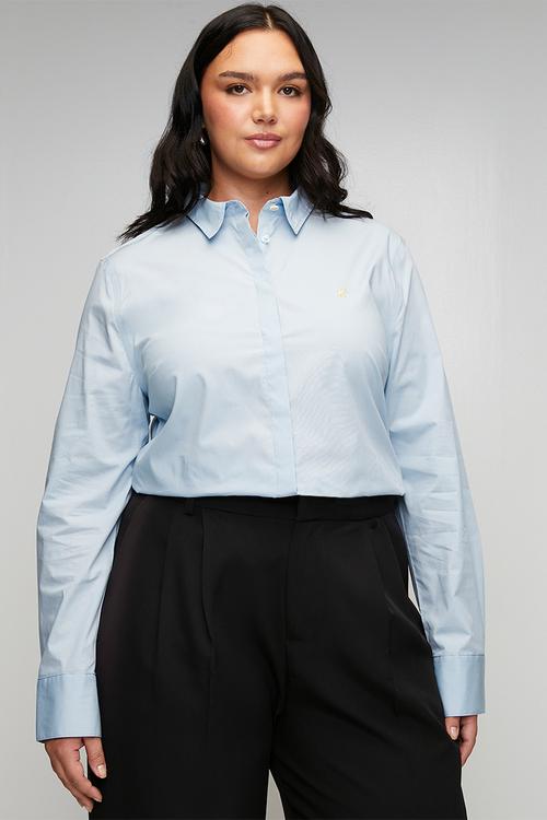 Plus wmn jamie long sleeve shirt - sky blue