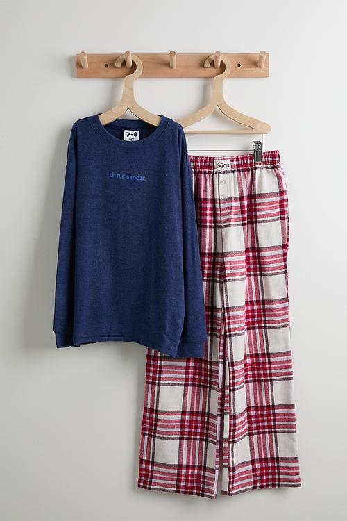 Cuddlecosy Long Sleeve And Sleepover Pyjama Pant - In The Navy Marle/In The Navy Check