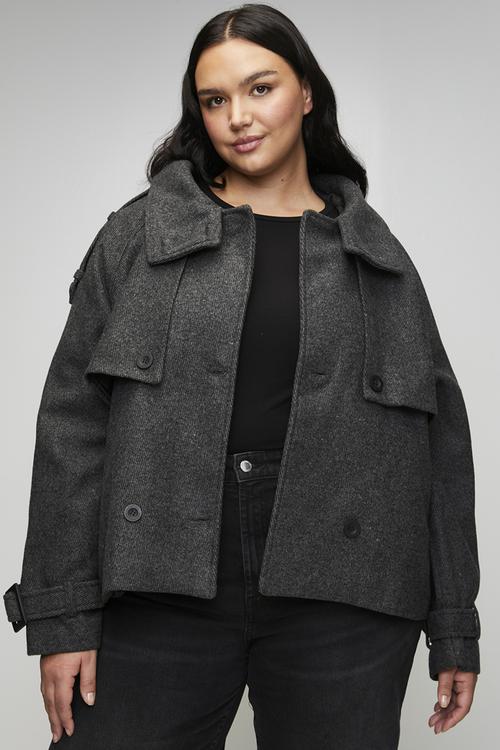 Regular Plus Size Coat - Dark Grey