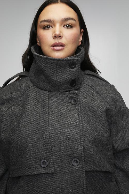 Regular Plus Size Coat - Dark Grey