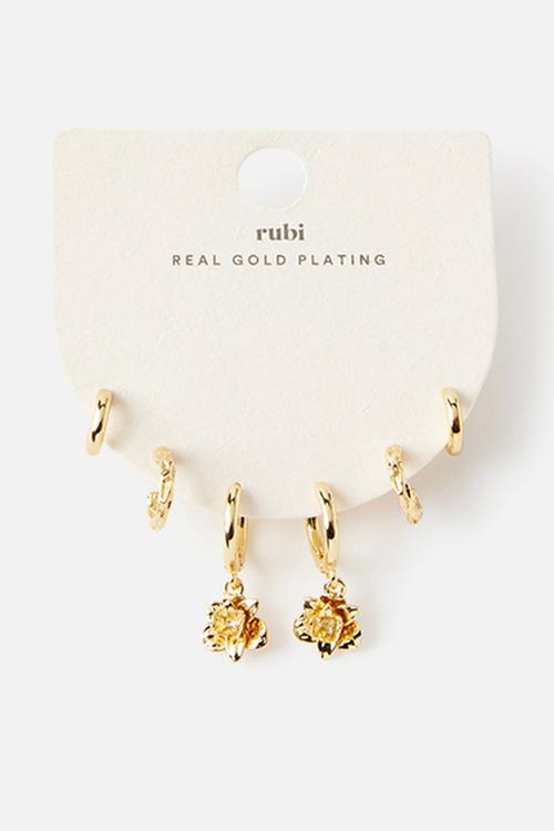 3pk mid earring - gold trinket orchid hoop