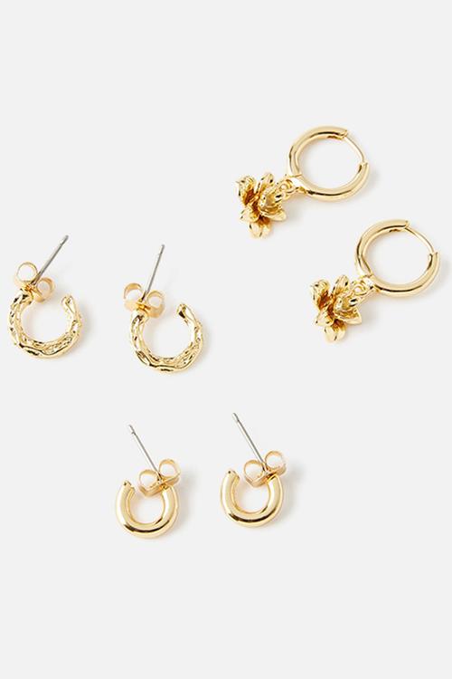 3pk mid earring - gold trinket orchid hoop