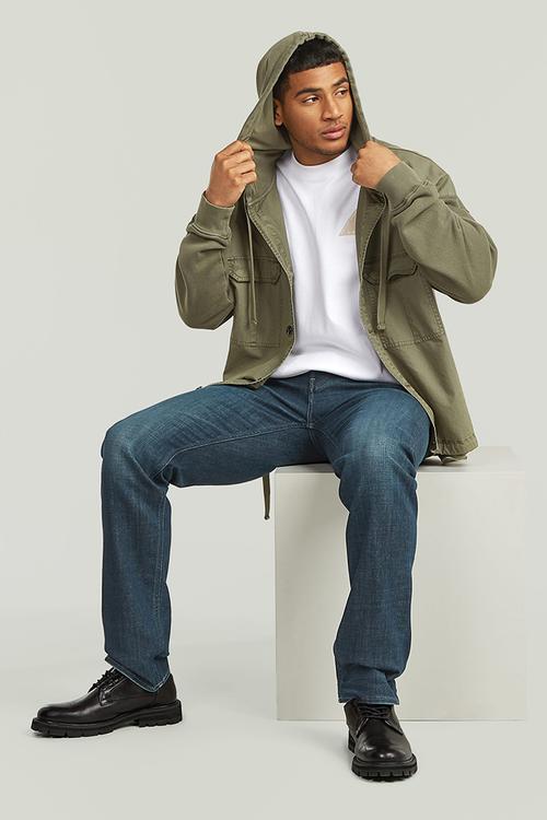 Woven Mix Loose Hooded Sw Overshirt - Shadow Olive Gd