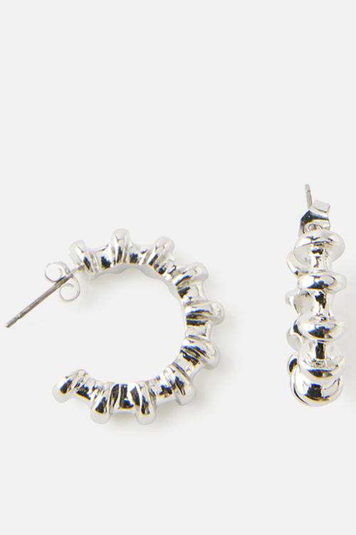 Mid  bubble groove hoop earring - silver