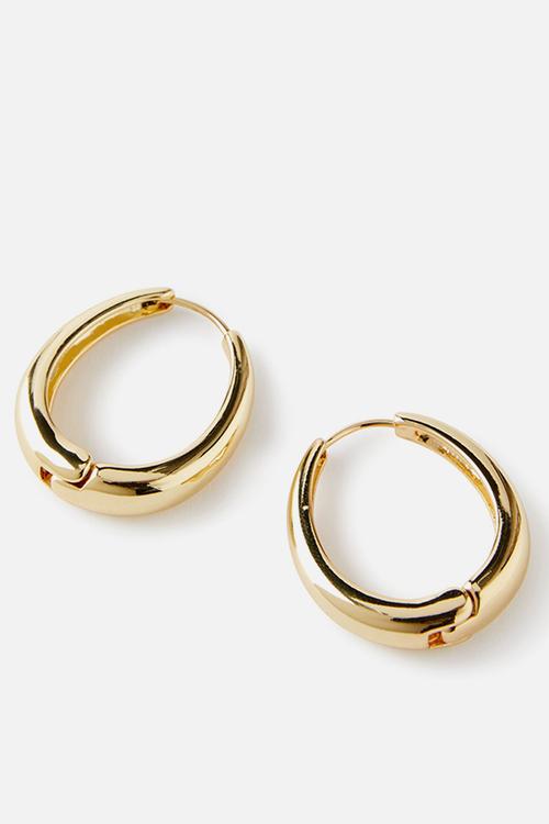 Large smooth tapered hoop earring - gold plated
