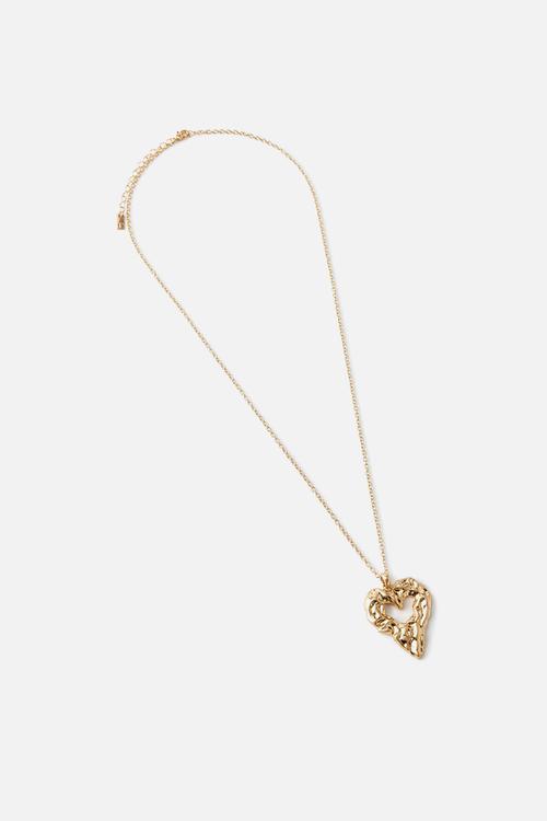 Pendant necklace -   gold trinket crinkle heart