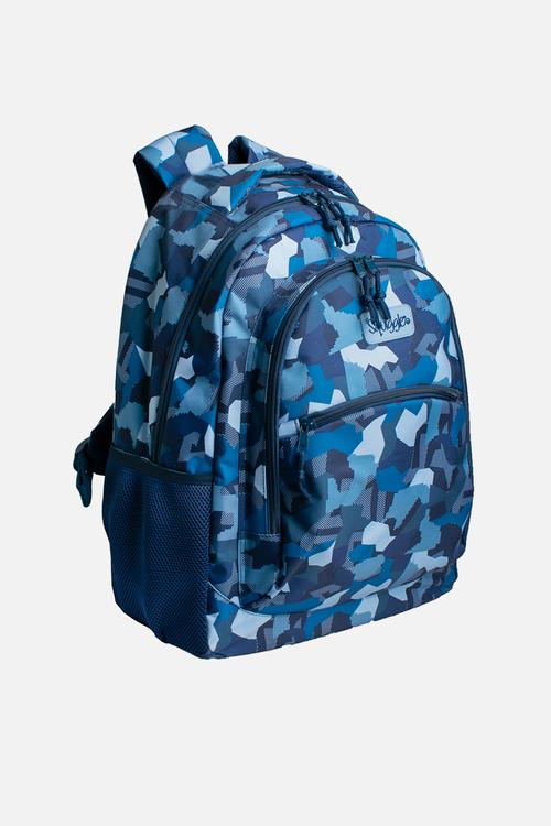 Camo Premium School Backpack - blue