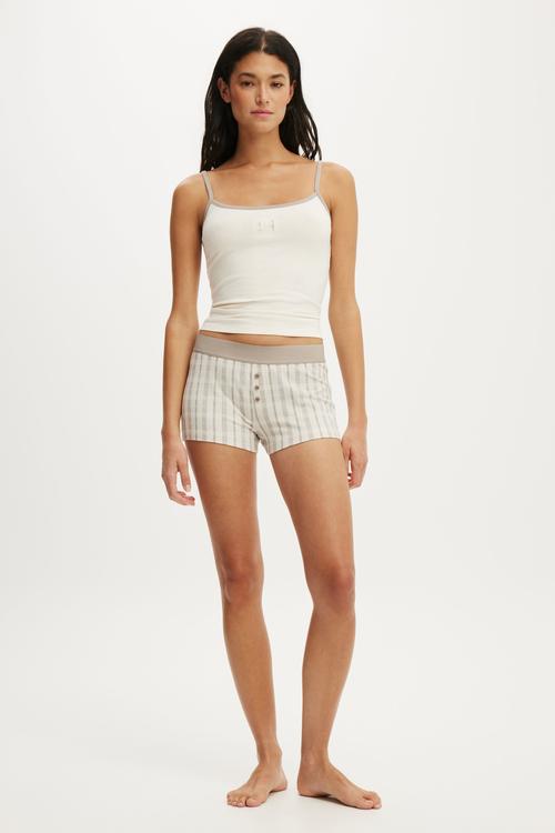 Dreamy soft boyshort - oatmilk/neutral heather check