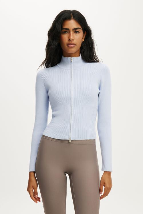 Contour Knit Zip Through - Violet Blue