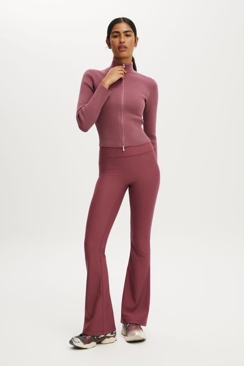 Contour Knit Zip Through - Dusty Rose