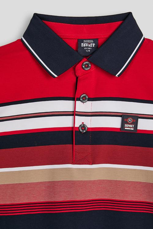 Boys Y/Dye Stripe Golfer - Red