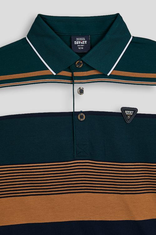 Boys Y/Dye Stripe Golfer - Deep Teal