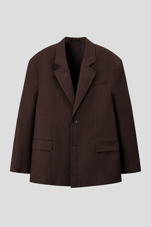 H&M Atelier: Relaxed fit single-breasted linen jacket - dark brown