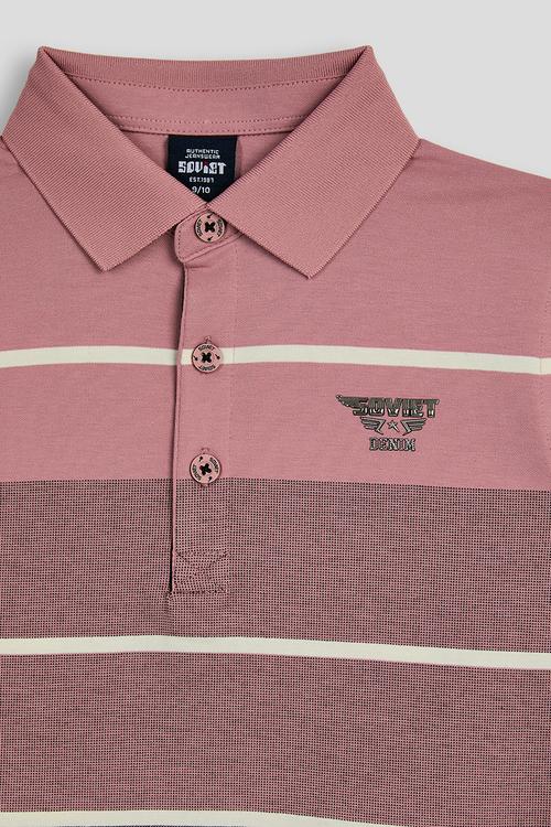 Boys Y/Dye Stripe Golfer - Salmon