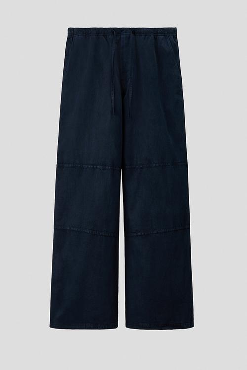 H&M Atelier: Loose fit linen-blend trousers - navy blue