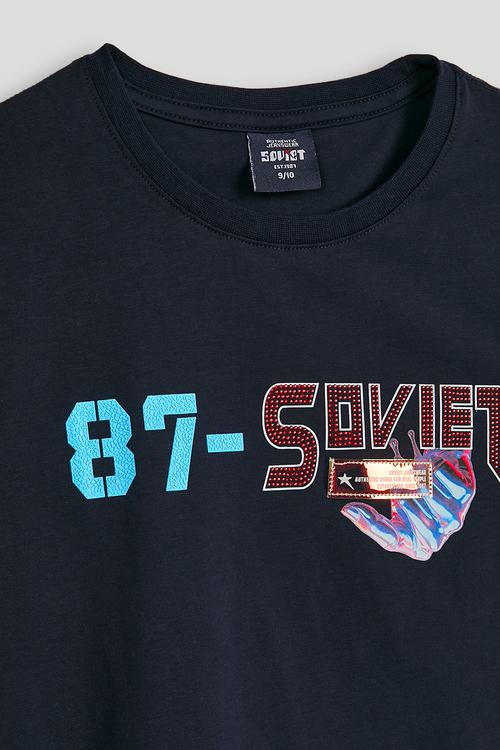Fashion T-Shirt With Bling - Navy