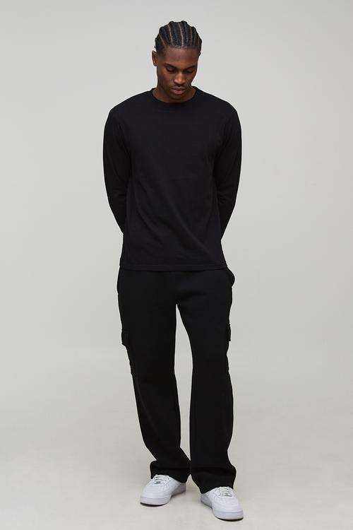 Basic Long Sleeve Regular Fit Crew Neck T-shirt - Black