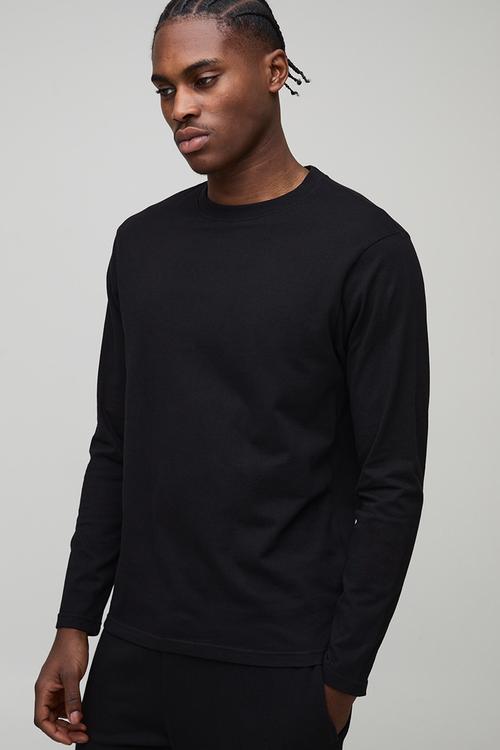 Basic Long Sleeve Regular Fit Crew Neck T-shirt - Black