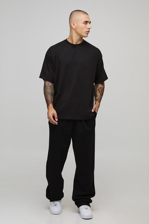 Basic Oversized Extended Neck T-Shirt - Black