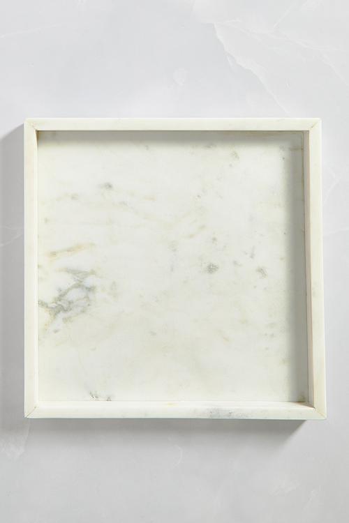 Marble Drinks Tray - White