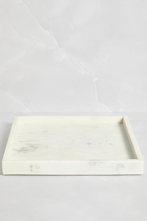 Marble Drinks Tray - White
