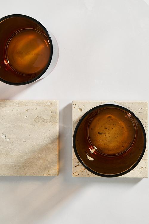 Square Travertine Coaster set of 4 -  Natural