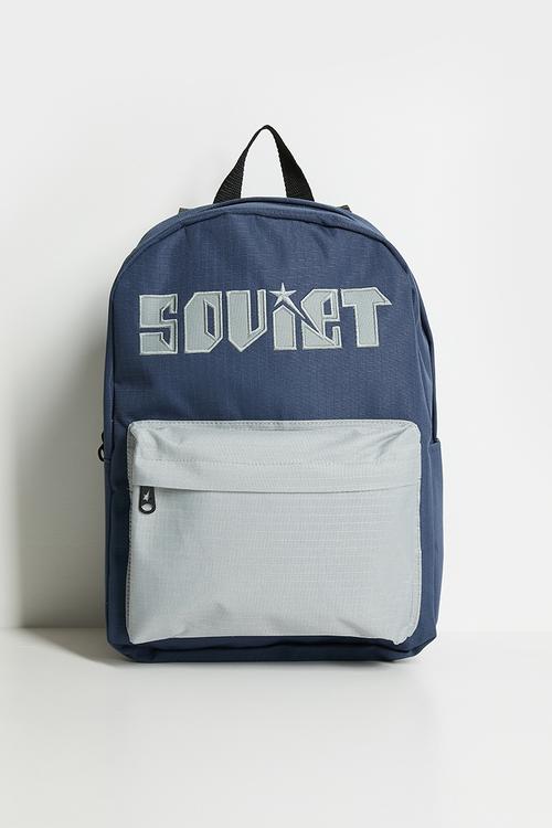 Reggae Backpack 2 Tone- Contrast Pocket - Navy & Silver
