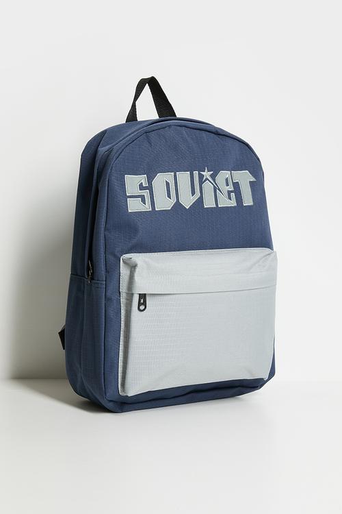 Reggae Backpack 2 Tone- Contrast Pocket - Navy & Silver