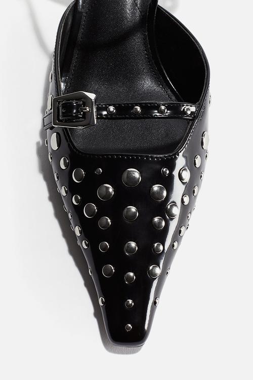 Studded heeled sandals - black