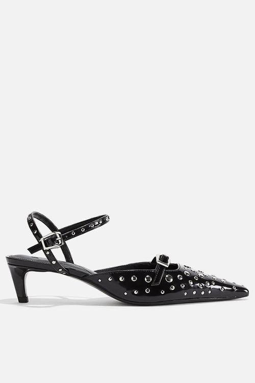 Studded heeled sandals - black