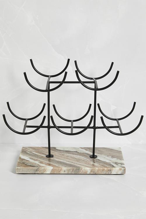Travertine base 5 Bottle Wine Rack- Multi 