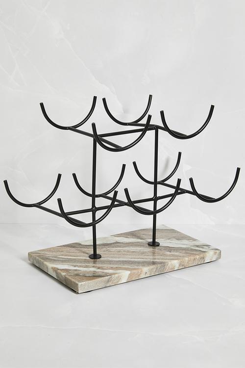 Travertine base 5 Bottle Wine Rack- Multi 