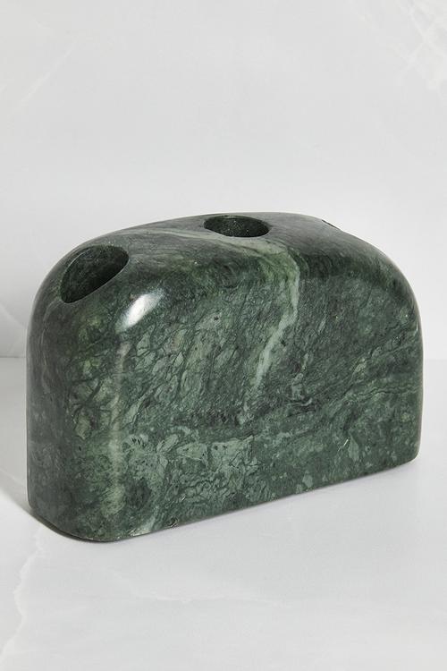 Dome Marble Candle Holder - Green