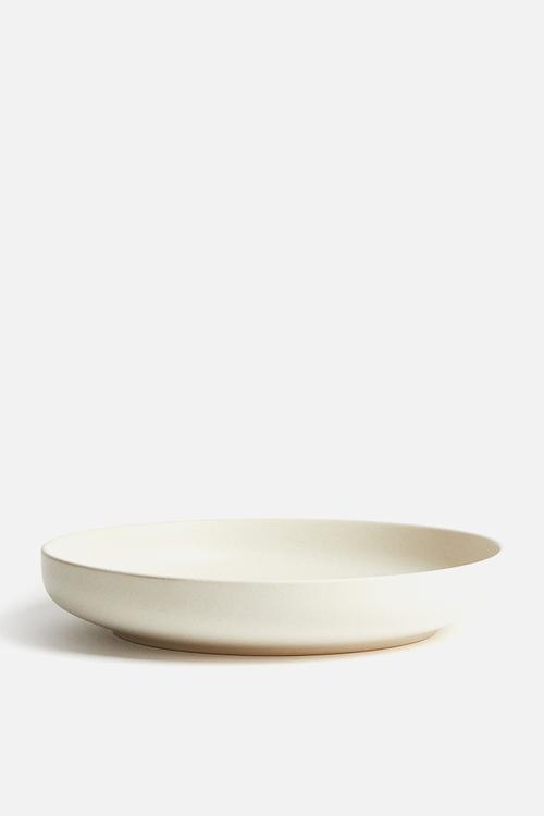 Reactive-glaze stoneware serving bowl - light beige 