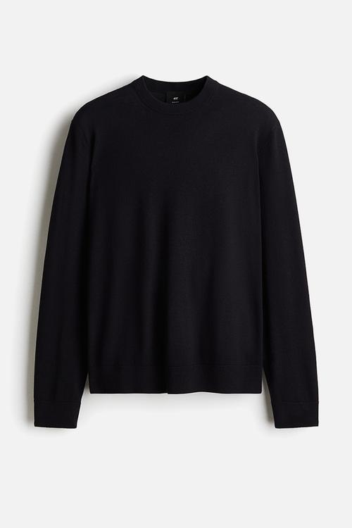 Regular fit merino wool jumper - blue