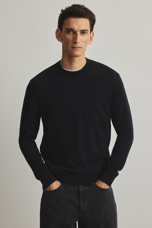 Regular fit merino wool jumper - blue