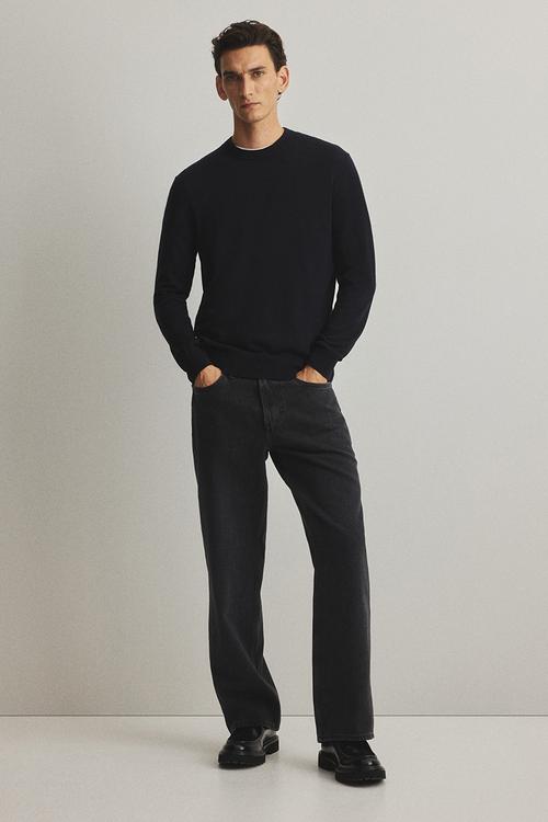 Regular fit merino wool jumper - blue