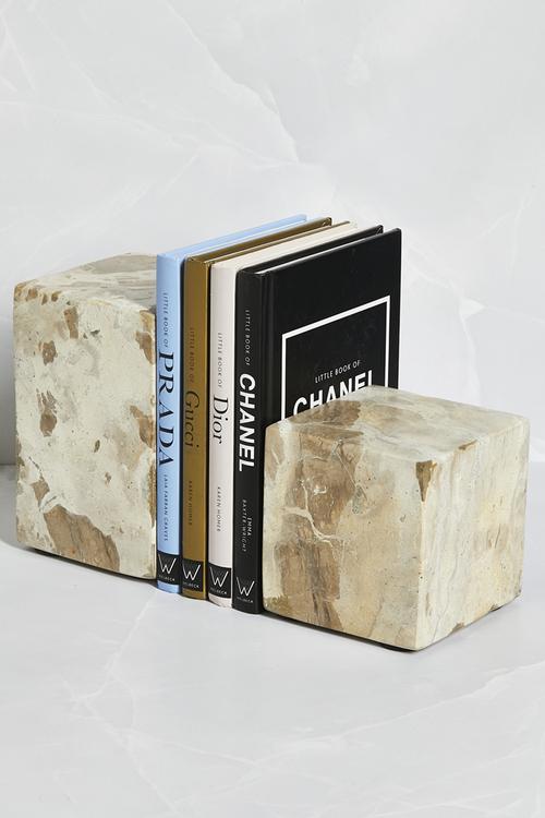Block Marble Bookend set of 2 - Choc