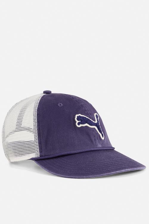 Puma Cat Low Curve Unstructured Trucker Cap - Deep Plum-Frosted Ivory
