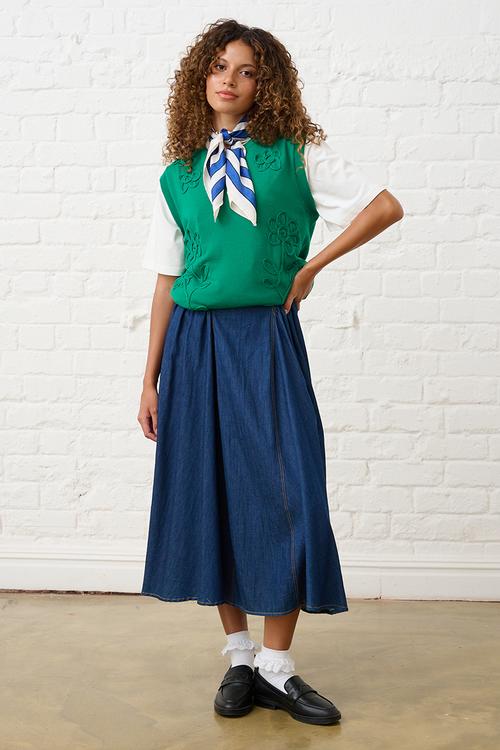Cornelli Flower Sleeveless Vest - Green
