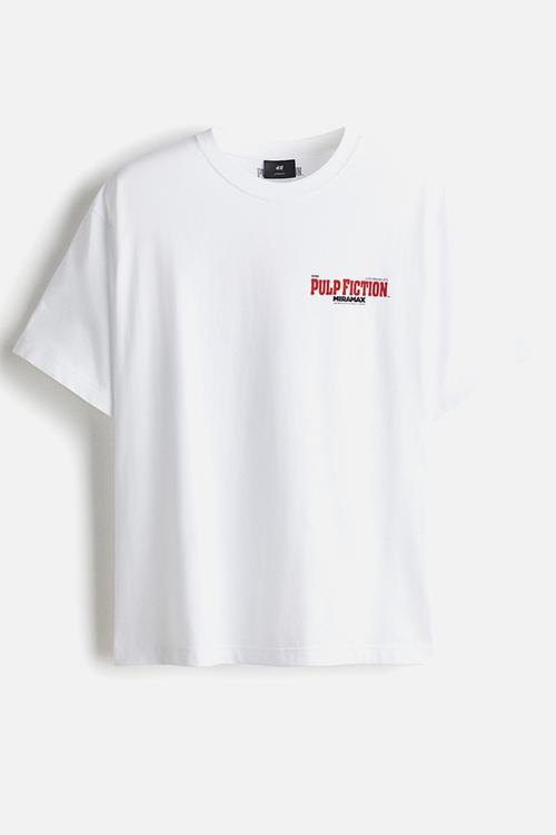 Loose fit t-shirt - white & pulp fiction