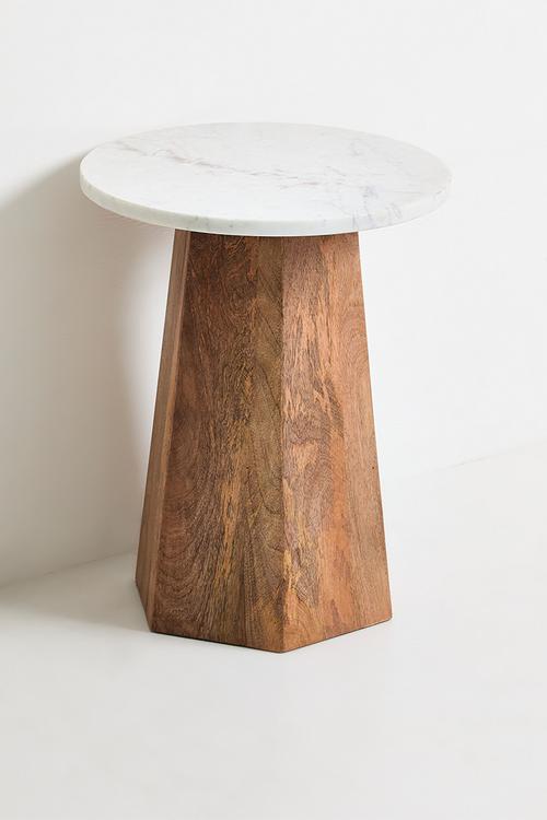 Hailey Side Table - Natural & Marble