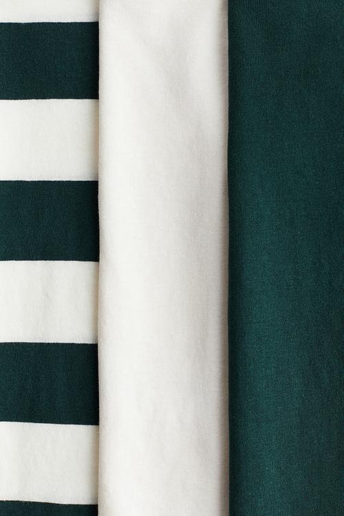 3-Pack long-sleeved T-shirts - dark green striped