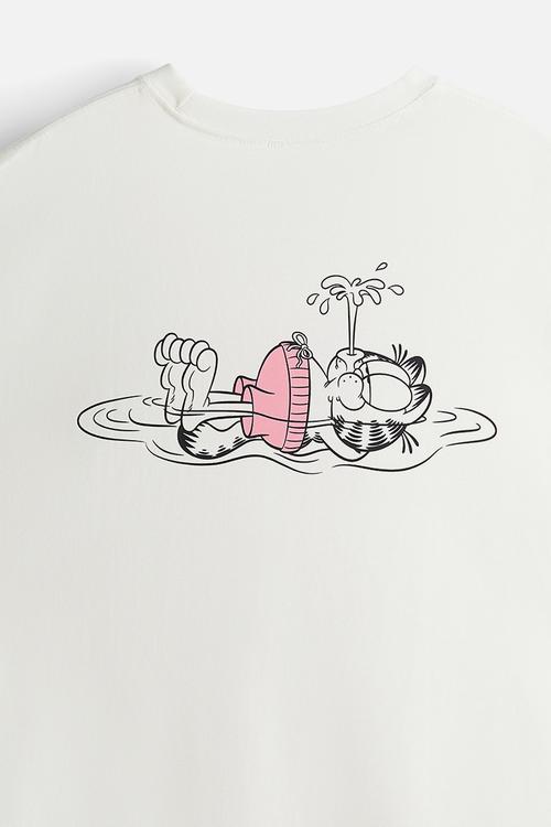 Loose fit printed t-shirt - white/garfield