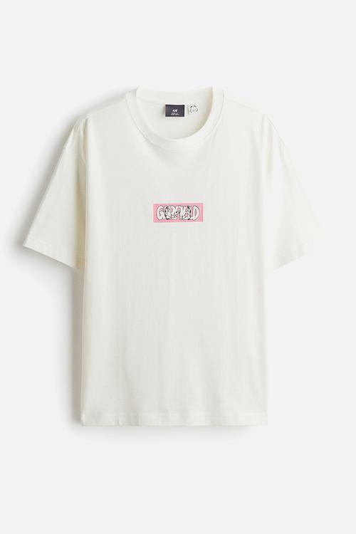 Loose fit printed t-shirt - white/garfield