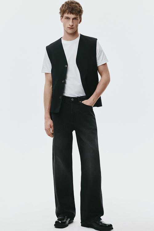 Loose straight jeans - black