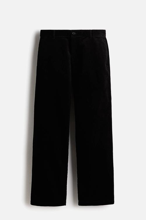 Relaxed fit corduroy trousers - black