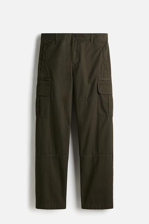 Regular fit twill cargo trousers - green