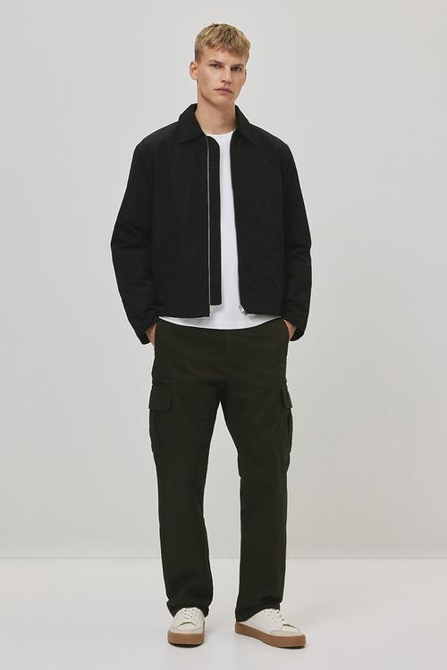 Regular fit twill cargo trousers - green