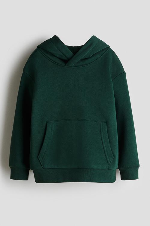 Brushed-inside hoodie - forest green